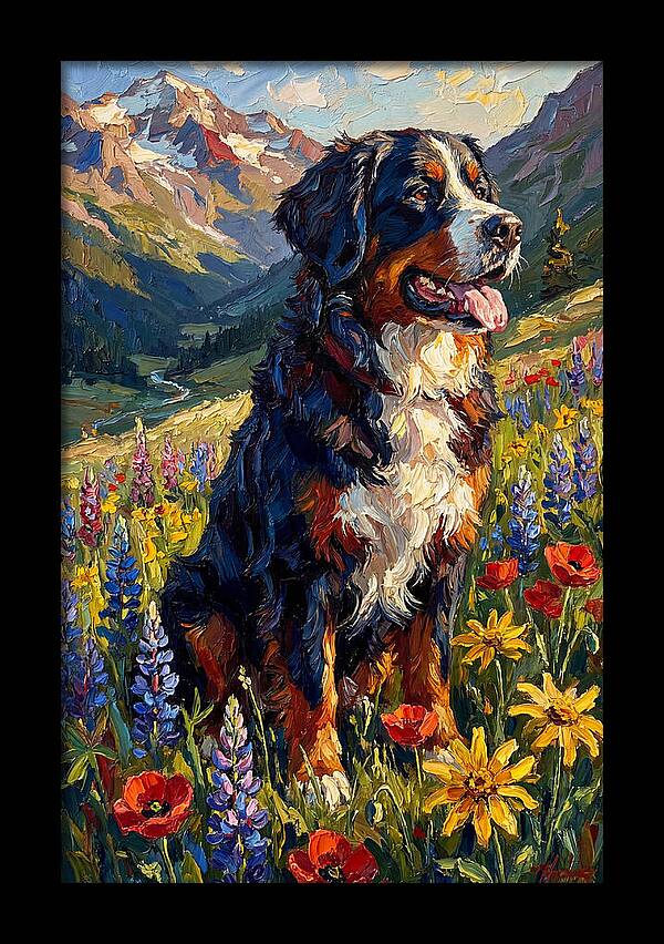 Bernese Mountain Dog In Alpine Meadow