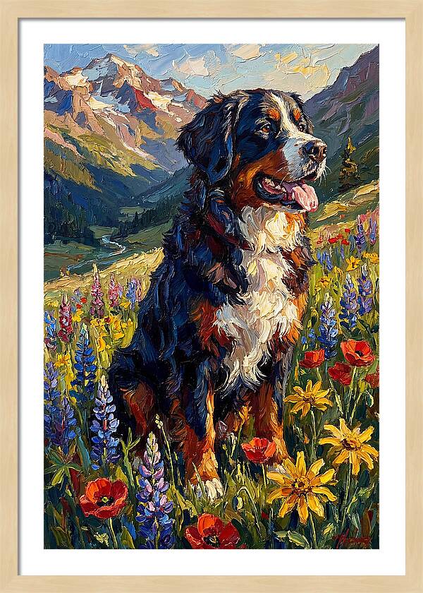Bernese Mountain Dog In Alpine Meadow