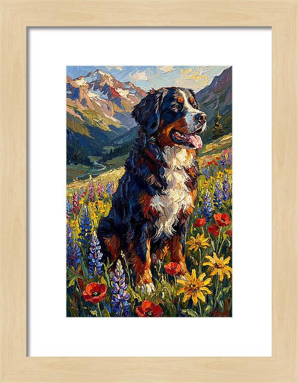 Bernese Mountain Dog In Alpine Meadow