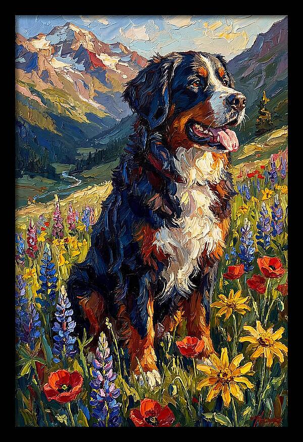 Bernese Mountain Dog In Alpine Meadow