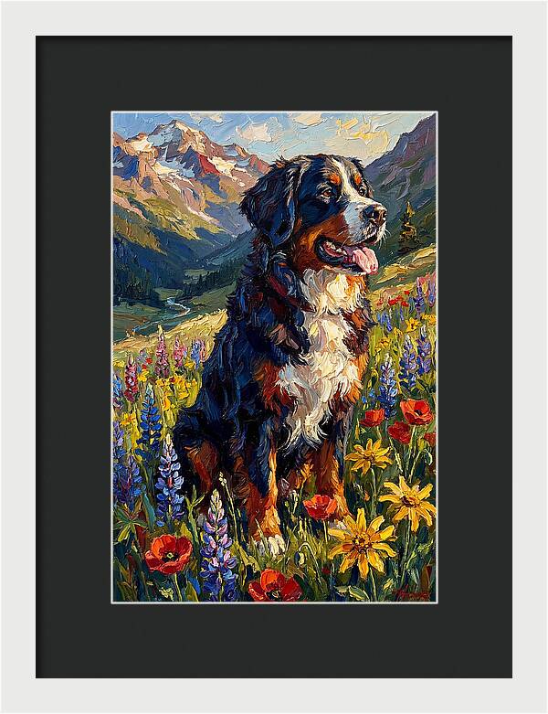 Bernese Mountain Dog In Alpine Meadow
