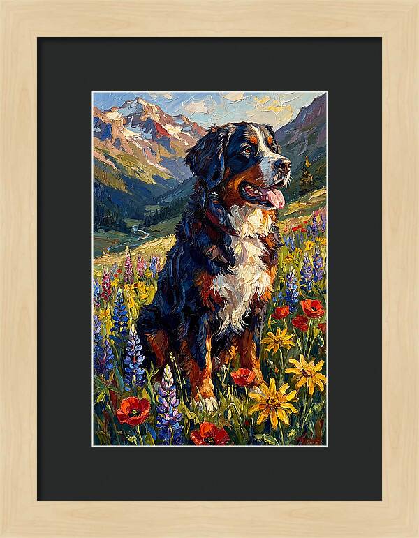 Bernese Mountain Dog In Alpine Meadow