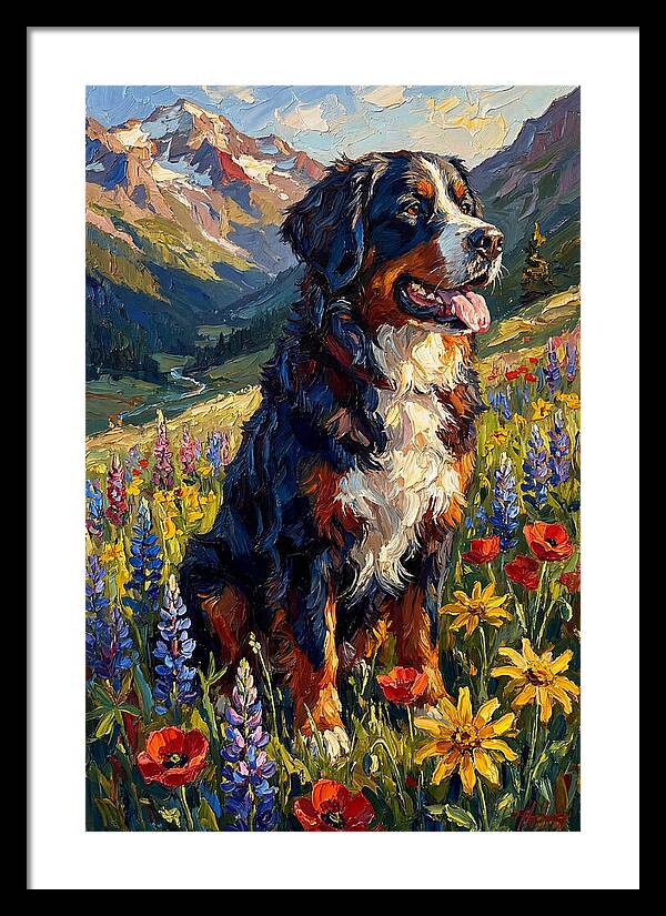 Bernese Mountain Dog In Alpine Meadow
