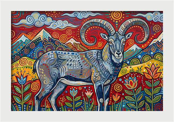 Bharal In Vibrant Landscape