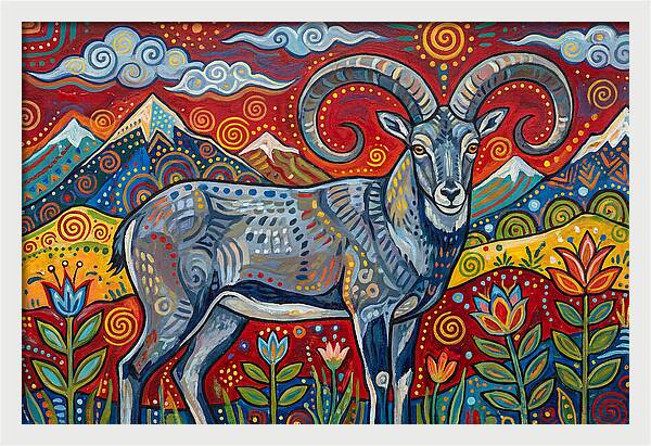 Bharal In Vibrant Landscape