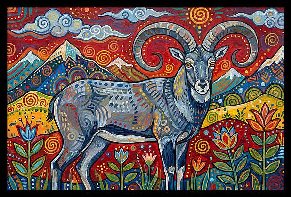 Bharal In Vibrant Landscape