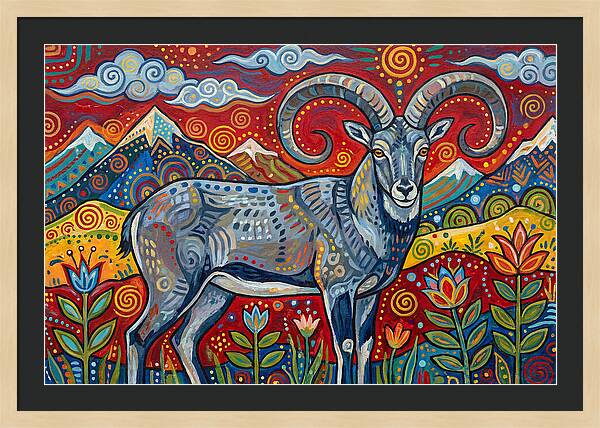 Bharal In Vibrant Landscape