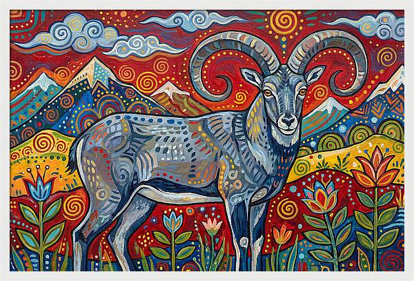 Bharal In Vibrant Landscape