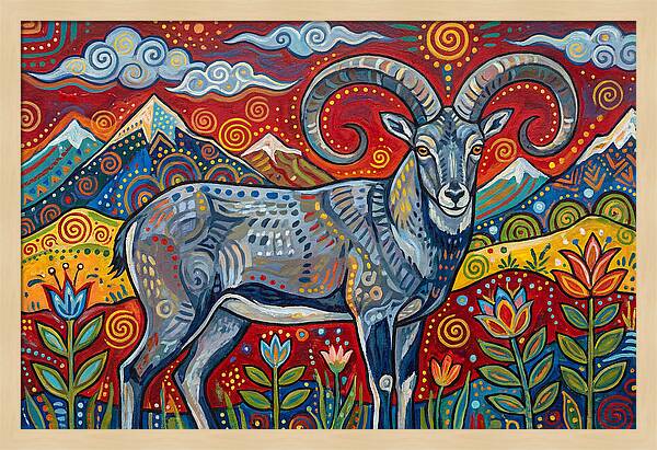 Bharal In Vibrant Landscape