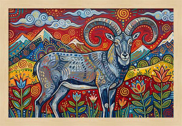 Bharal In Vibrant Landscape
