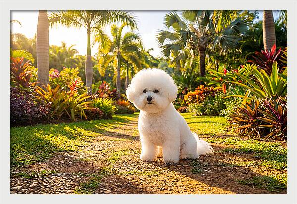 Bichon Frise In Tropical Paradise