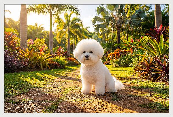 Bichon Frise In Tropical Paradise