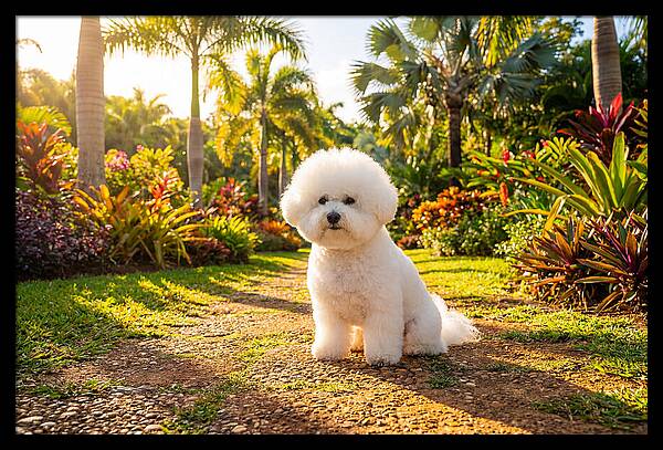 Bichon Frise In Tropical Paradise