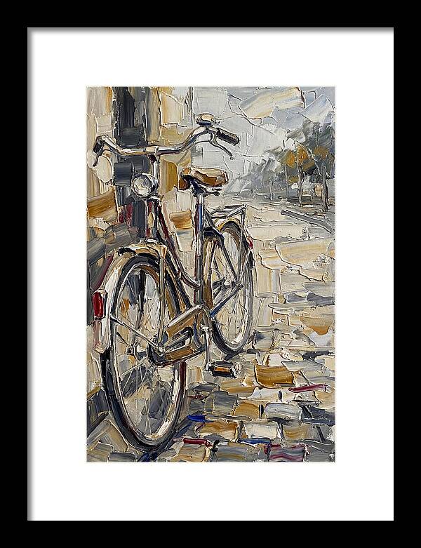 Bicycle Against Cobblestone Path