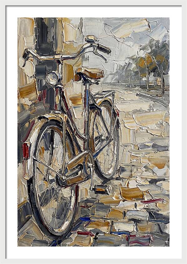 Bicycle Against Cobblestone Path