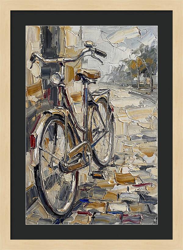 Bicycle Against Cobblestone Path
