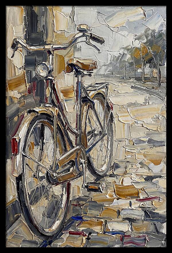 Bicycle Against Cobblestone Path