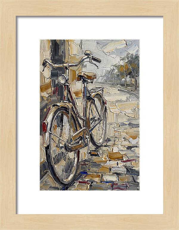 Bicycle Against Cobblestone Path