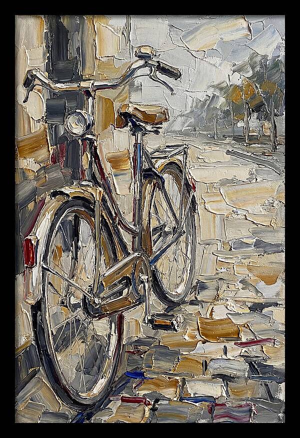 Bicycle Against Cobblestone Path