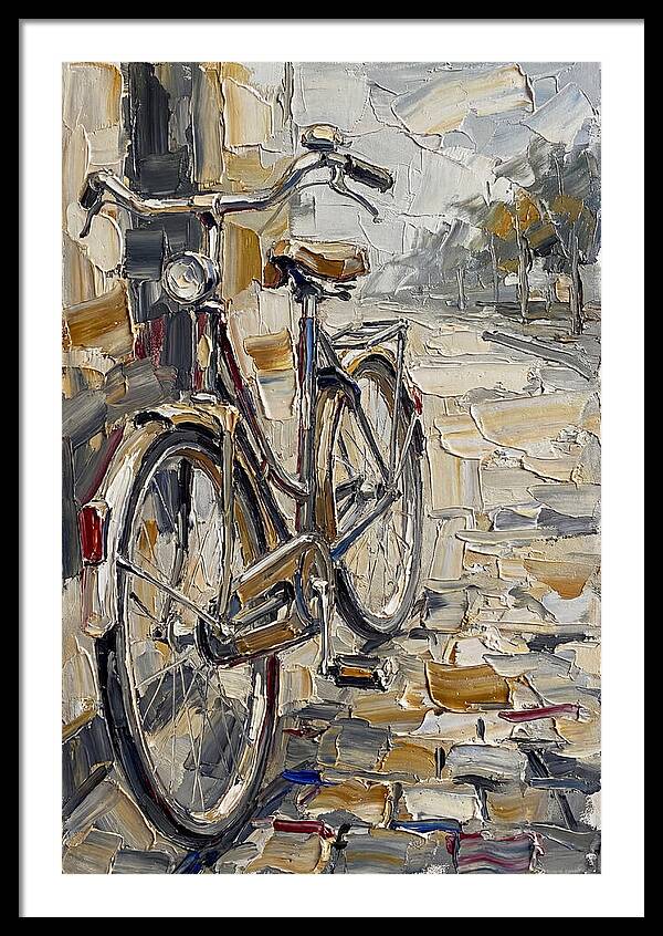 Bicycle Against Cobblestone Path