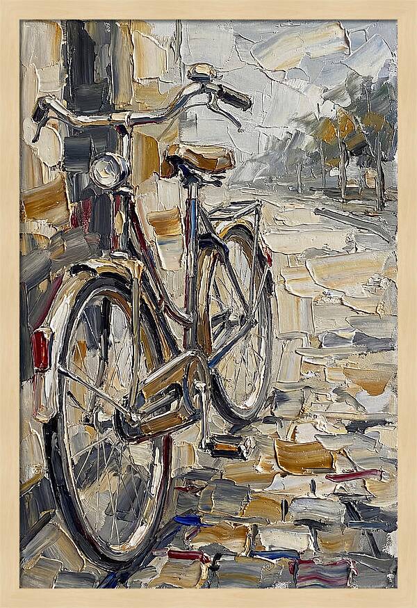 Bicycle Against Cobblestone Path