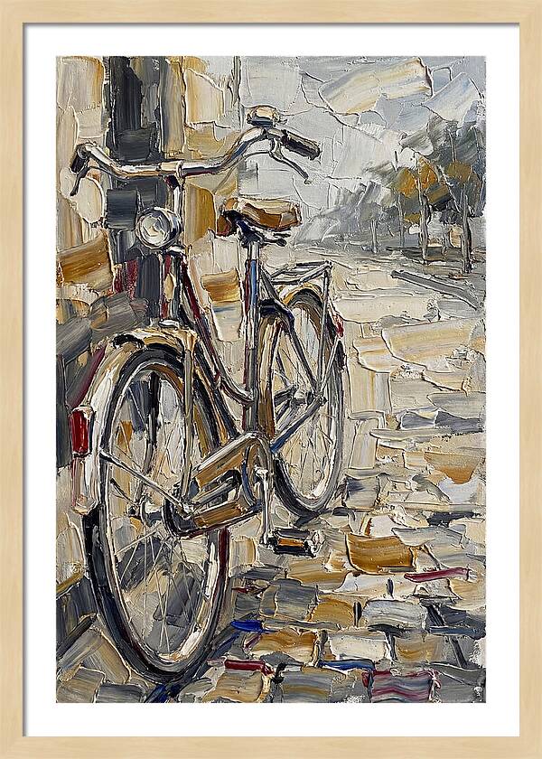 Bicycle Against Cobblestone Path