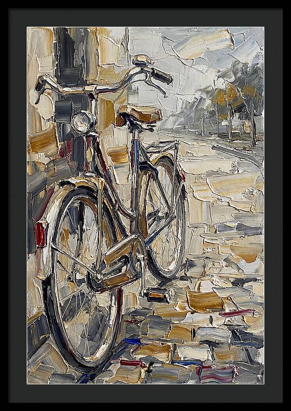 Bicycle Against Cobblestone Path