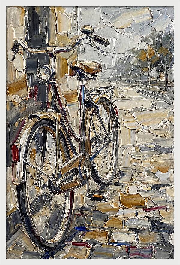 Bicycle Against Cobblestone Path