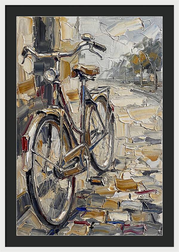 Bicycle Against Cobblestone Path