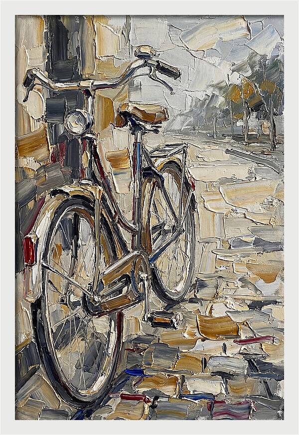 Bicycle Against Cobblestone Path