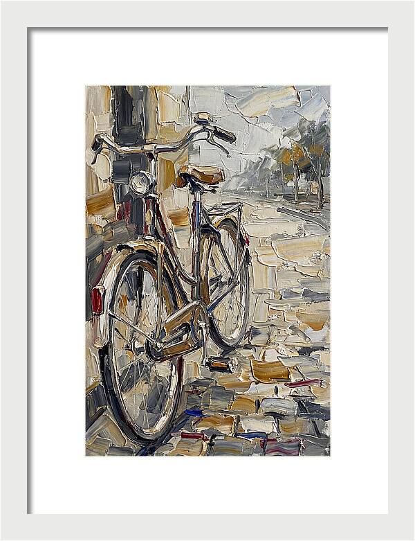 Bicycle Against Cobblestone Path