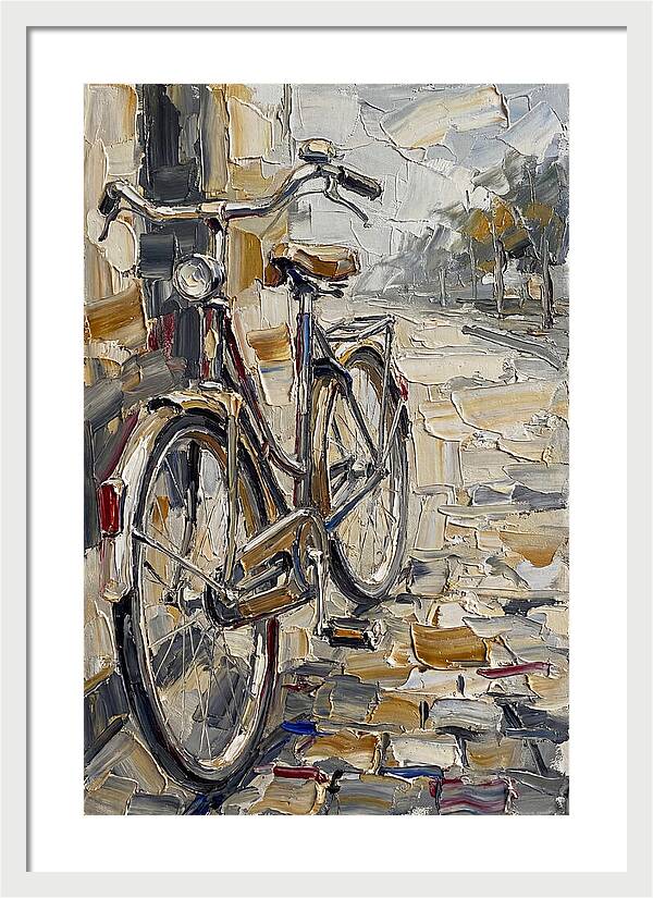 Bicycle Against Cobblestone Path