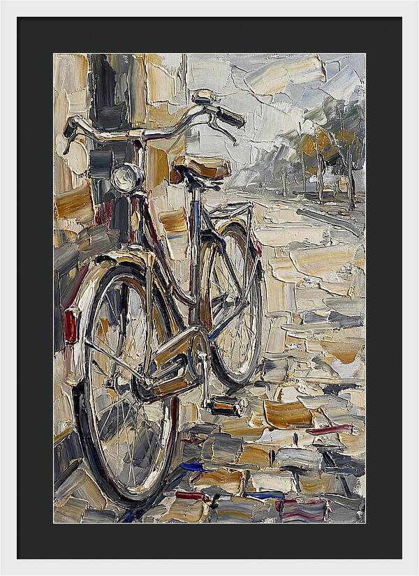 Bicycle Against Cobblestone Path