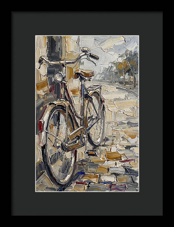 Bicycle Against Cobblestone Path