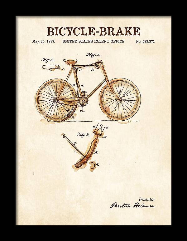 Bicycle Brake Watercolor Patent Us583371a