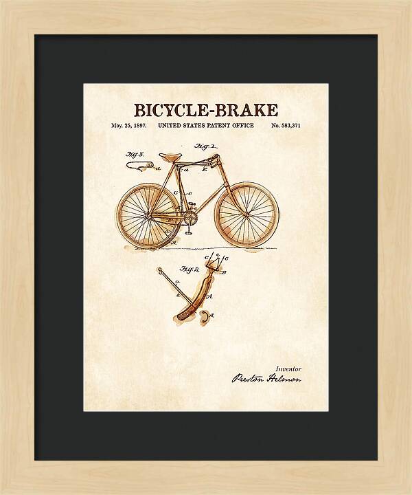 Bicycle Brake Watercolor Patent Us583371a