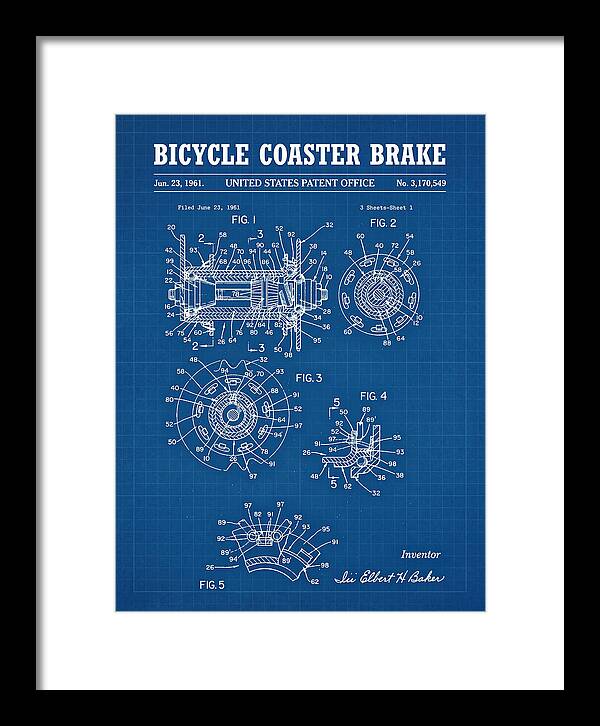 Bicycle Coaster Brake Blueprint Patent Us3170549a