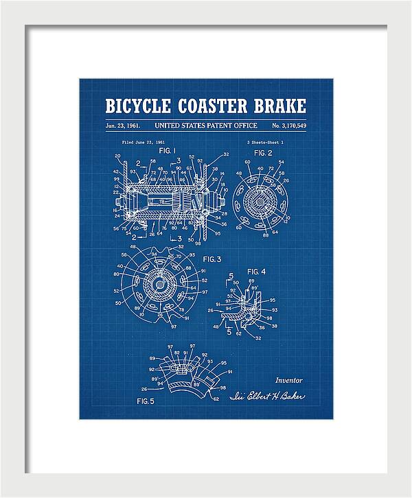 Bicycle Coaster Brake Blueprint Patent Us3170549a
