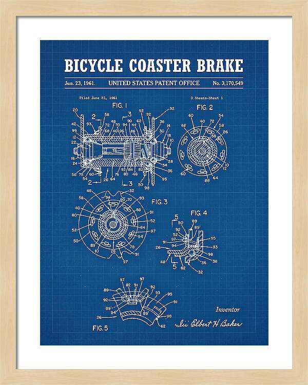 Bicycle Coaster Brake Blueprint Patent Us3170549a
