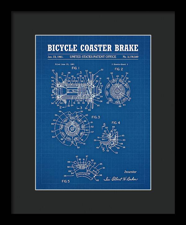 Bicycle Coaster Brake Blueprint Patent Us3170549a