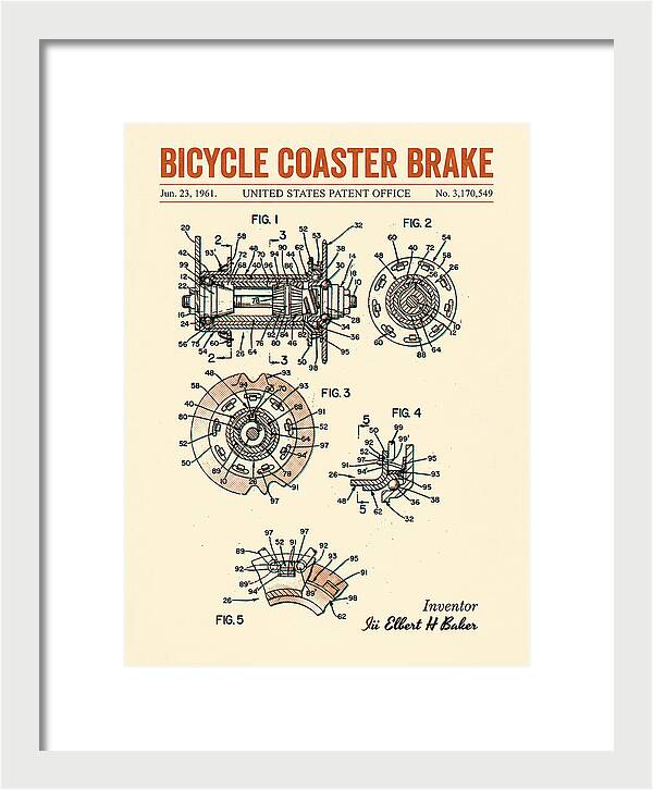 Bicycle Coaster Brake Retro Patent Us3170549a