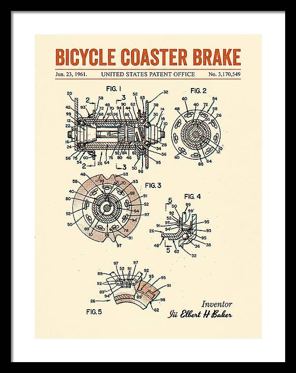 Bicycle Coaster Brake Retro Patent Us3170549a