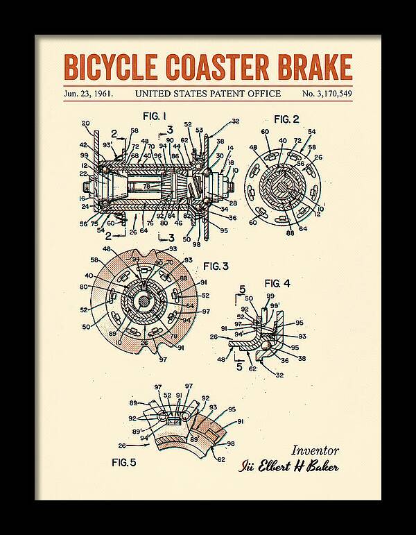 Bicycle Coaster Brake Retro Patent Us3170549a
