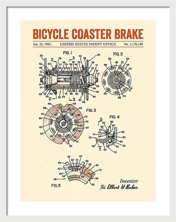 Bicycle Coaster Brake Retro Patent Us3170549a