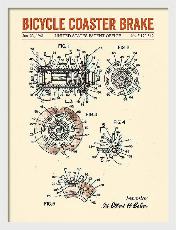 Bicycle Coaster Brake Retro Patent Us3170549a