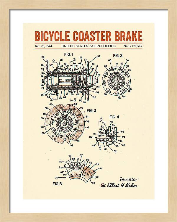 Bicycle Coaster Brake Retro Patent Us3170549a