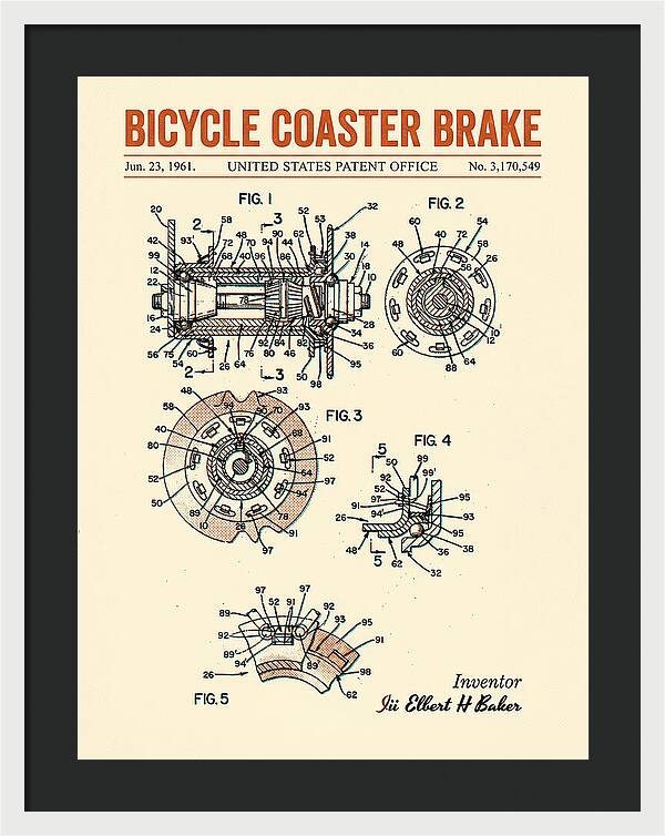 Bicycle Coaster Brake Retro Patent Us3170549a