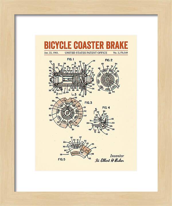 Bicycle Coaster Brake Retro Patent Us3170549a