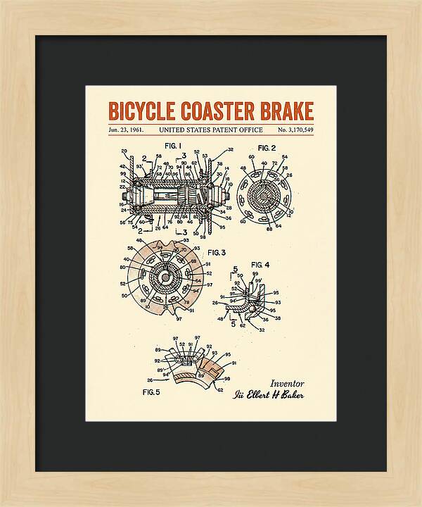 Bicycle Coaster Brake Retro Patent Us3170549a