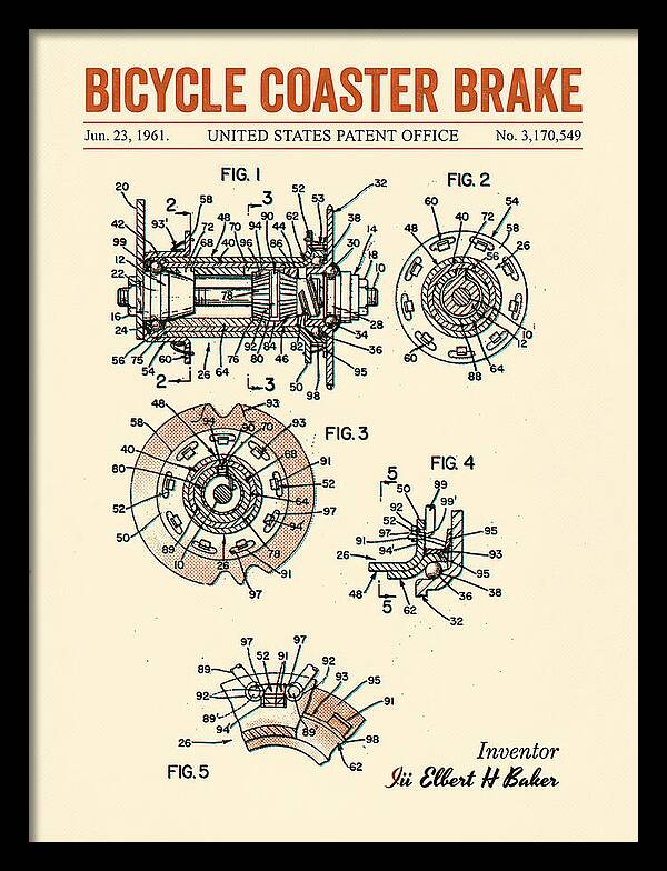 Bicycle Coaster Brake Retro Patent Us3170549a
